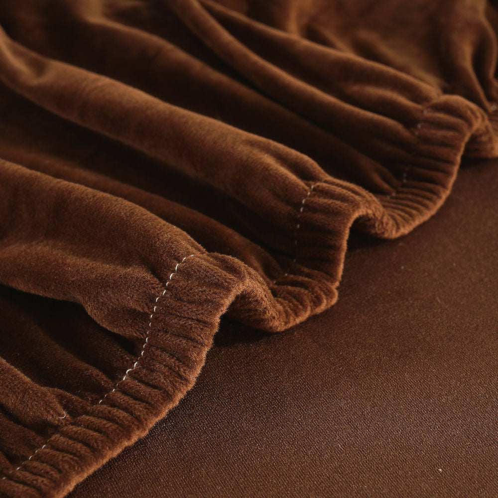 textile housse de protection canapé d'angle velours marron