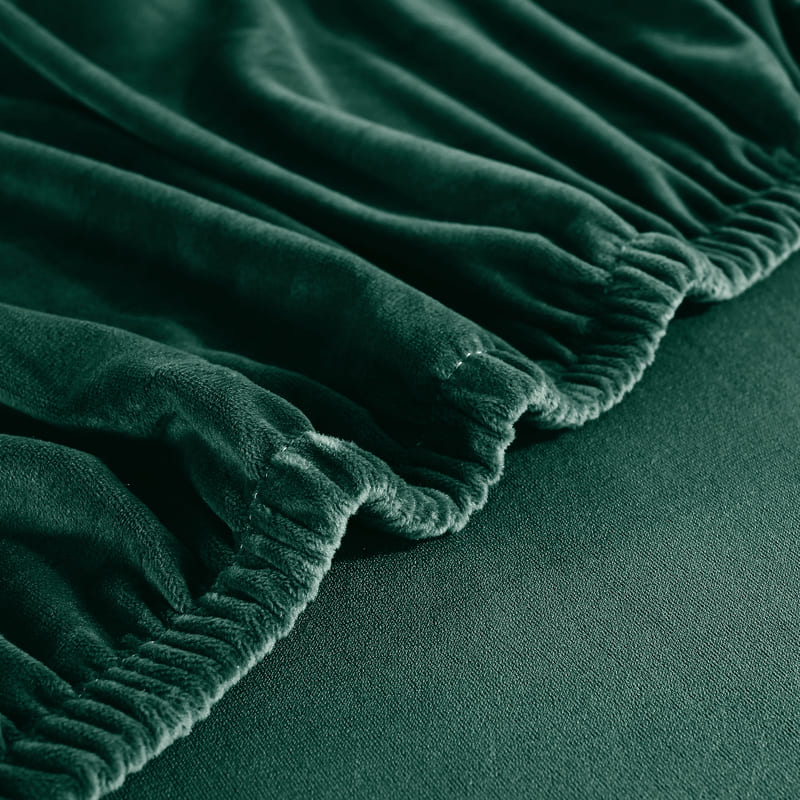 textile housse de protection pour canapé d&#39;angle en velours vert sapin
