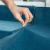 tissu élastique Housse de Canapé d&#39;Angle Velours Bleu canard