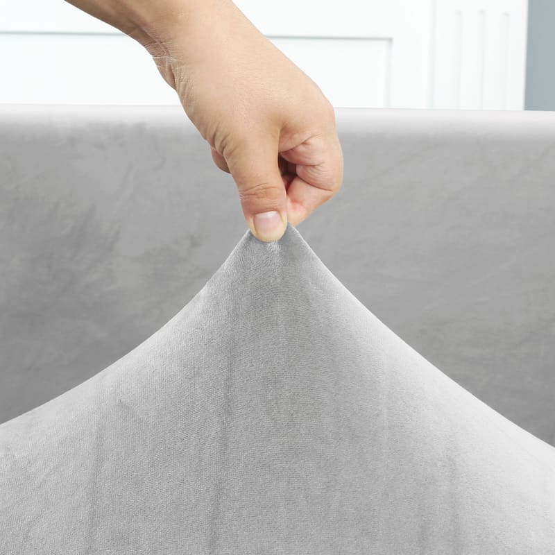 tissu élastique housse de canapé d'angle velours gris argent