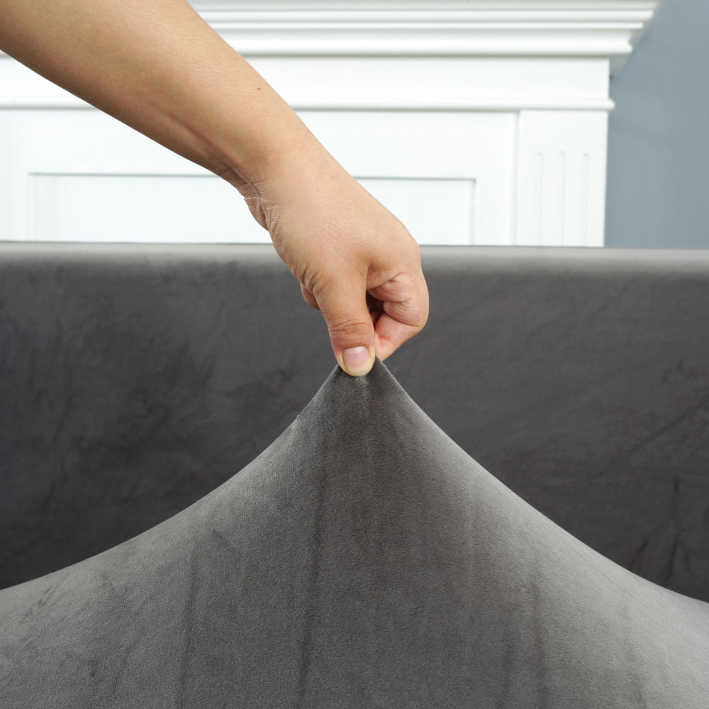 tissu élastique Housse de Canapé d'Angle Velours Gris