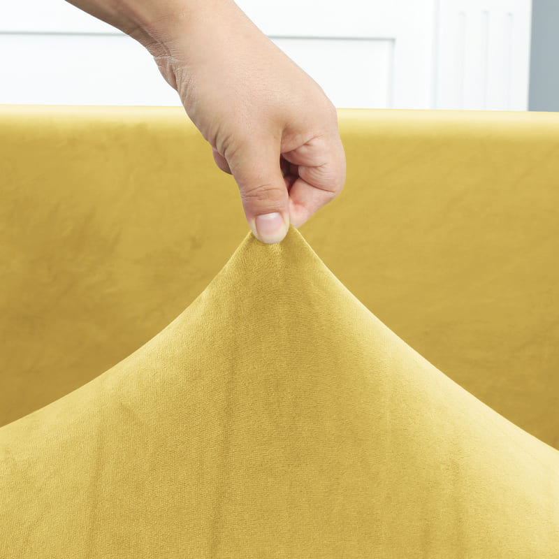 tissu élastique housse de canapé d'angle velours jaune