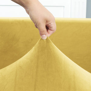 miniature vue rapprochée du tissu de la housse de canapé d&#39;angle velours jaune