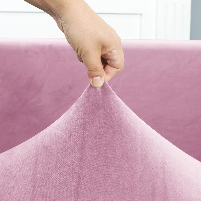tissu élastique housse de canapé d'angle velours rose
