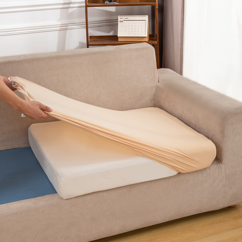 tissu extensible housse beige pour coussin assise canape