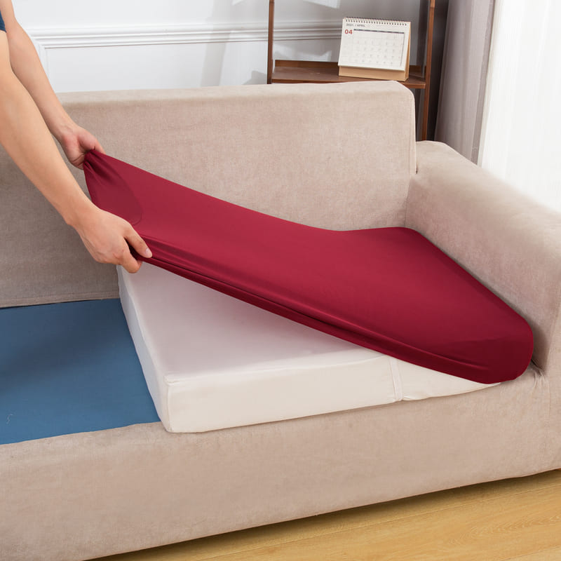 tissu extensible housse bordeaux pour coussin assise canapé