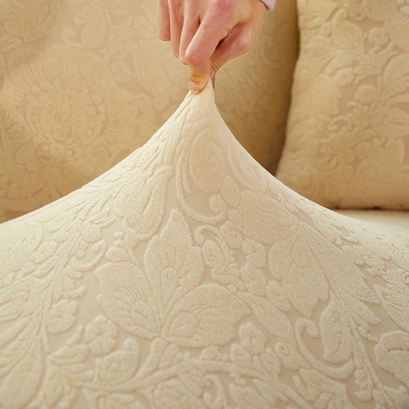 tissu extensible housse canapé angle fleur beige