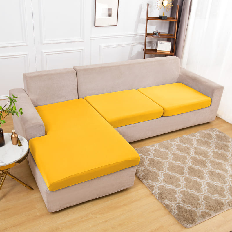 tissu extensible housse jaune pour coussin assise canapé