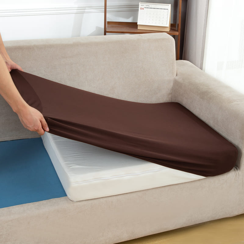 tissu extensible housse marron pour coussin assise canapé