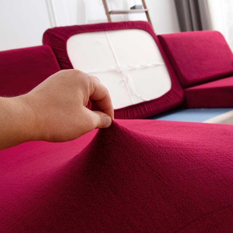 tissu extensible housse pour coussin assise canape peluche bordeaux