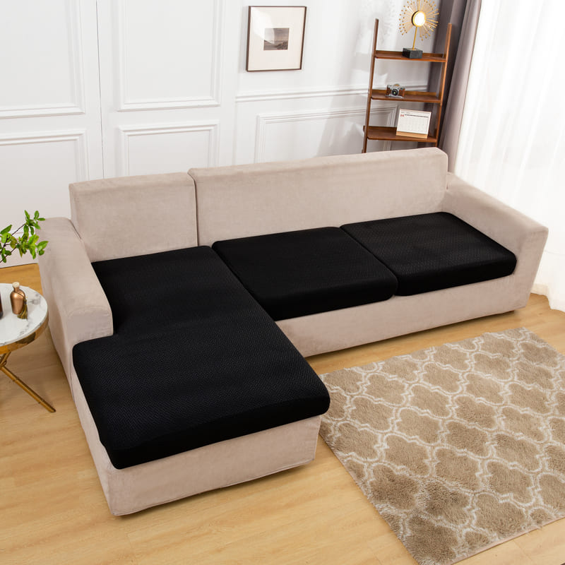 tissu extensible housse pour coussin assise canape peluche noire