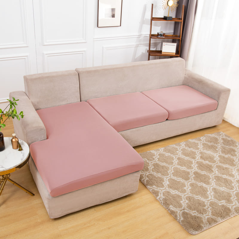 tissu extensible housse rose poudré pour coussin assise canapé
