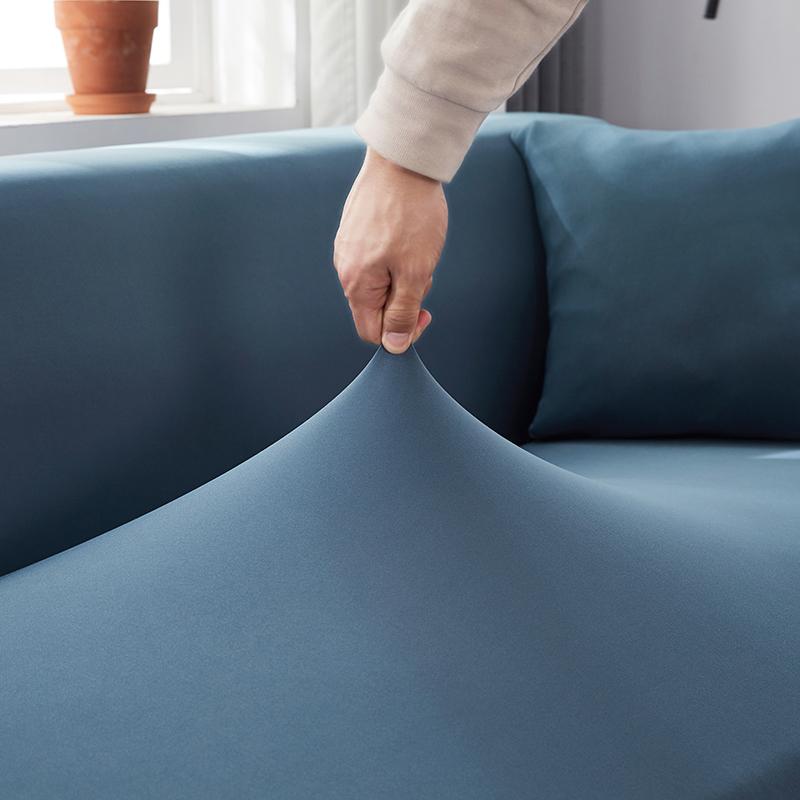 Housse De Canapé D'Angle Élastique 3 Places (74-90") - Protection Complète, Lavable, Bleue
