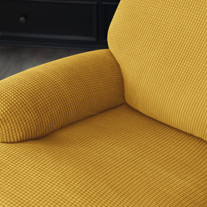 miniature textile housse de fauteuil relax jacquard jaune moutarde