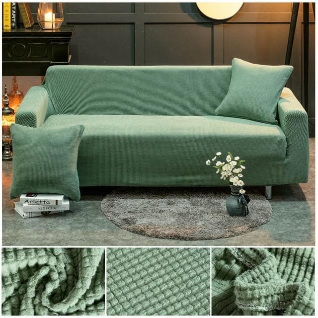 Housse de canapé 3 places extensible 190–230 cm en polyester - Vert - Maison Housse de canapé 3 places extensible 190–230 cm en polyester - Vert - Maison