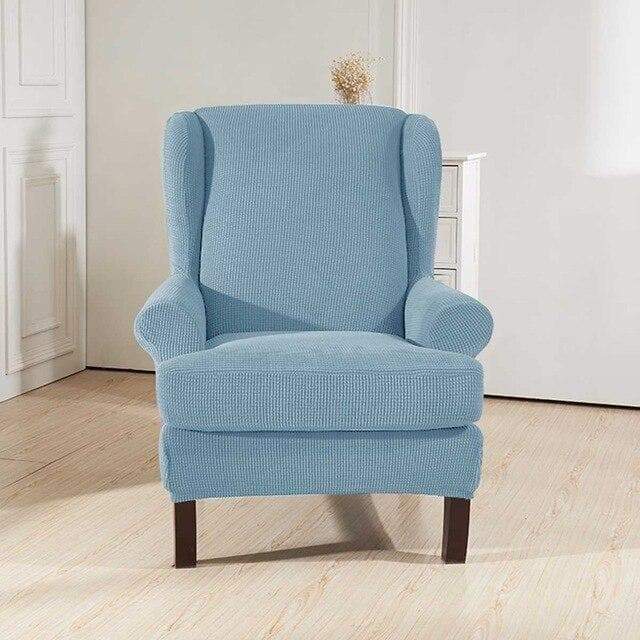 Housse Fauteuil Wingback Bleu Clair