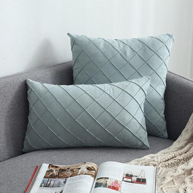Housse de Coussin Suédine bleu gris