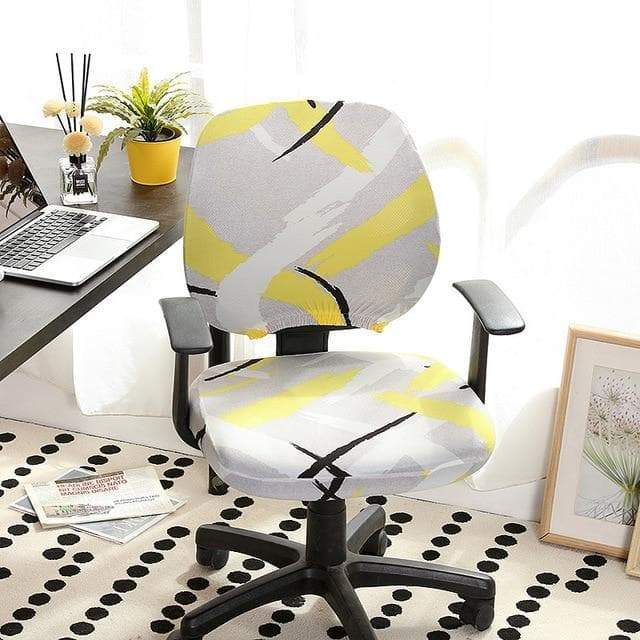 Housse de Chaise de bureau jaune et grise