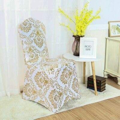 Housse de Chaise Mariage Or Fleuri | Housse Design