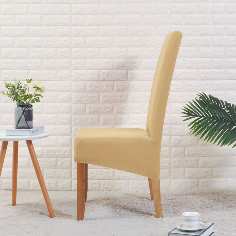 vue de cote housse de chaise large beige	