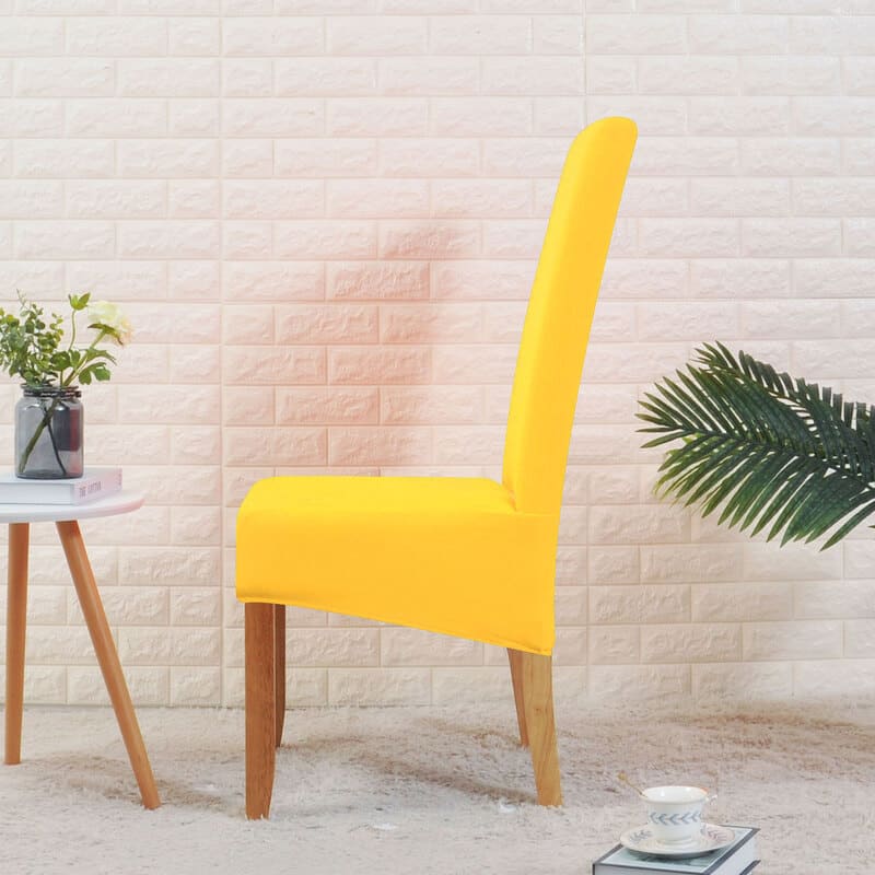 vue de côté housse de chaise large jaune
