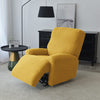 vue de coté housse de fauteuil relax jacquard jaune moutarde