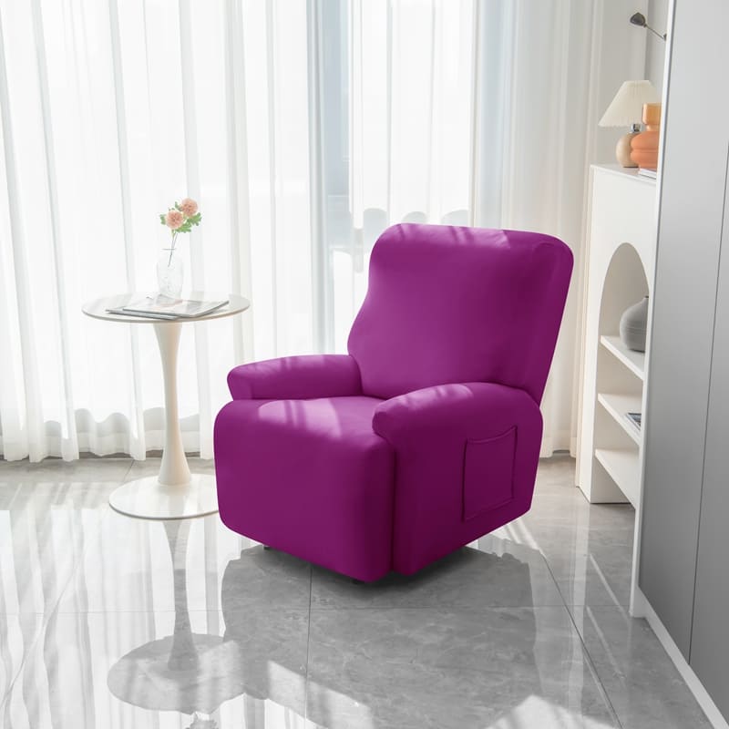 vue de coté housse de fauteuil relax magenta
