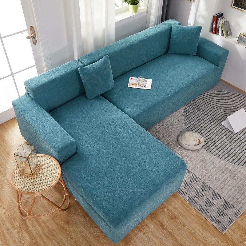 vue de dessus Housse de Canapé d&#39;Angle microfibre Fleur Bleu canard