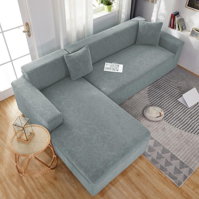 vue de dessus Housse de Canapé d&#39;Angle Fleur Gris