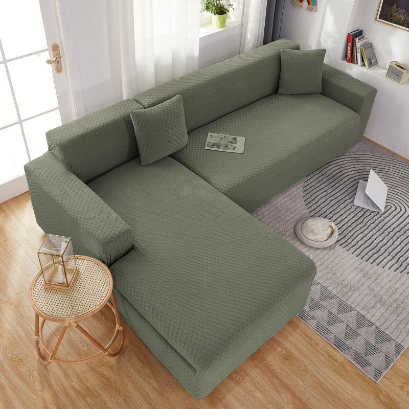vue de dessus Housse de Canapé d&#39;Angle Microfibre Kaki