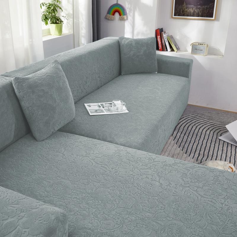 vue latérale Housse de Canapé d&#39;Angle Fleur Gris