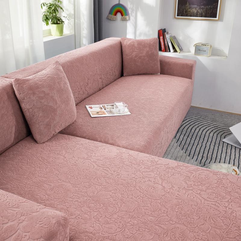 vue latérale housse canapé d&#39;angle microfibre fleur rose