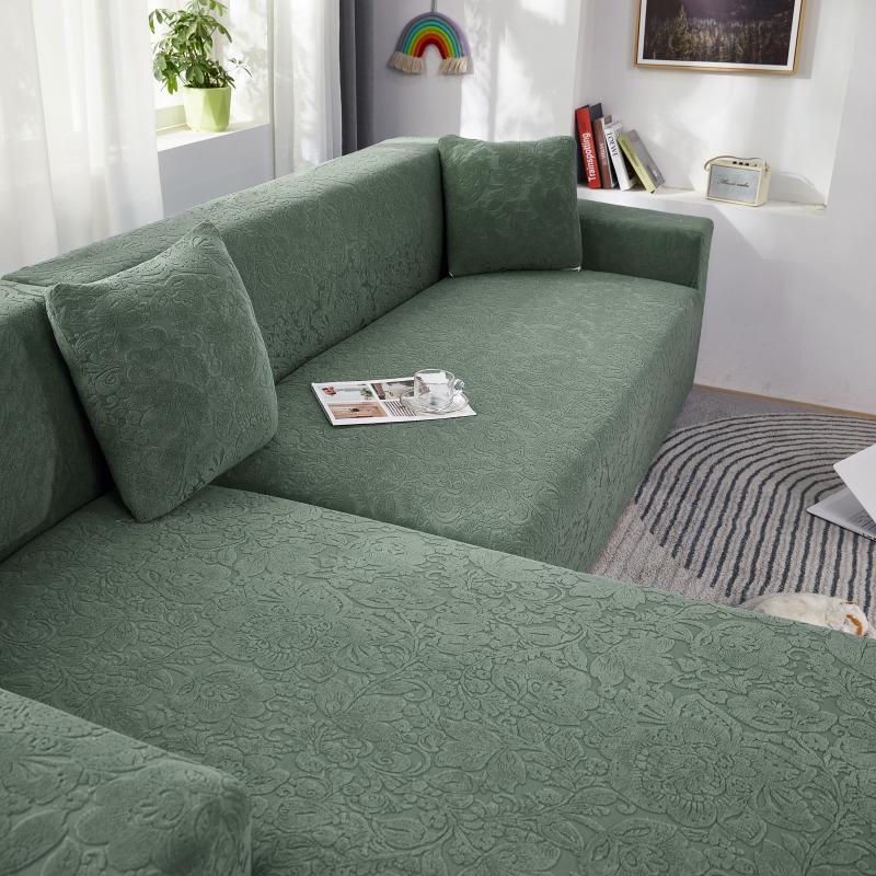 vue latérale Housse de Canapé d&#39;Angle microfibre Fleur Vert d&#39;eau