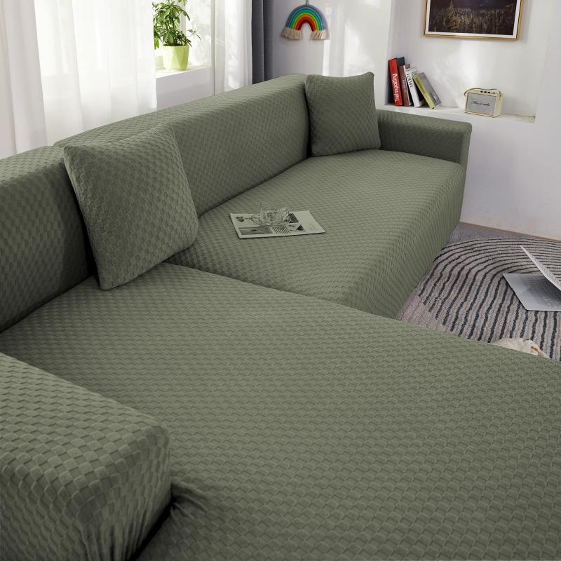 vue latérale Housse de Canapé d&#39;Angle Microfibre Kaki