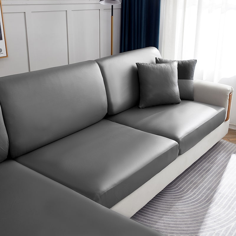 Housse pour vue latérale coussin d&#39;assise de canapé en cuir pu gris