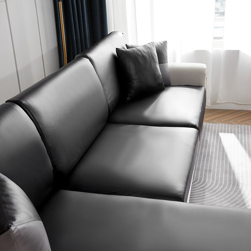 vue laterale housse pour coussin d&#39;assise de canapé cuir pu noir