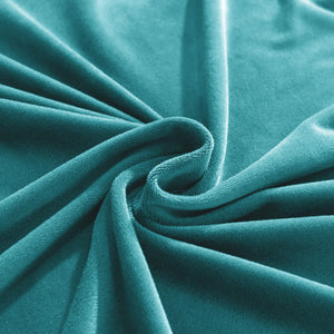 miniature vue rapprochée du tissu de la housse de canapé d&#39;angle velours bleu paon