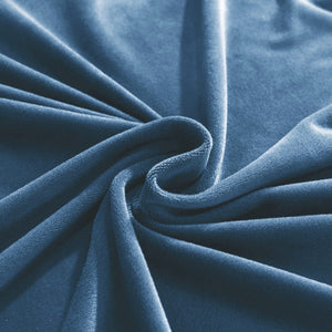 miniature vue rapprochée du tissu de la housse de canapé d&#39;angle velours bleu