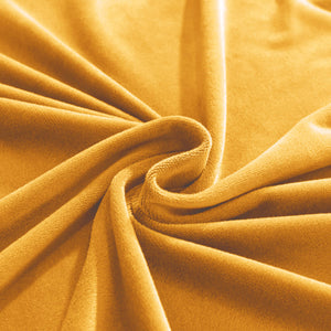 miniature vue rapprochée du tissu de la housse de canapé d&#39;angle velours jaune moutarde